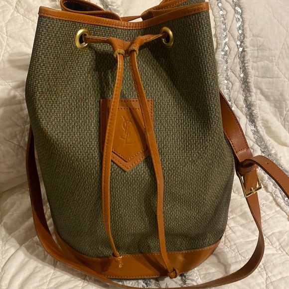 Yves Saint Laurent Green and Brown Shoulder Bag - Picture 1 of 16